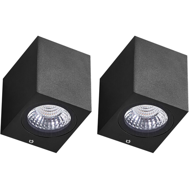 foto del prodotto set di 2 lampade led da esterno in metallo di colore nero aransas