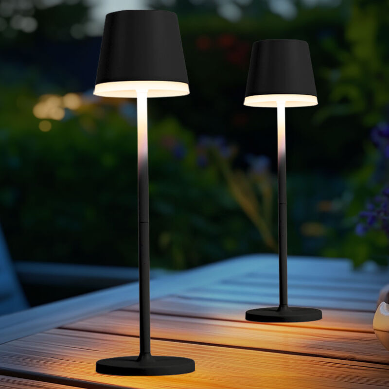 foto del prodotto set di 2 lampade solari led da tavolo luce da esterno antracite luce da giardino lampada da patio, metallo plastica satinata, batteria ricaricabile a