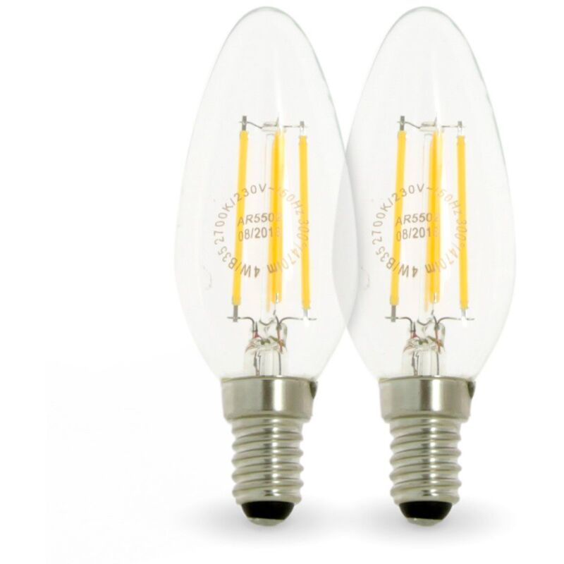 foto del prodotto set di 2 lampadine a led a filamento di fiamma 4w eq. base 40w e14