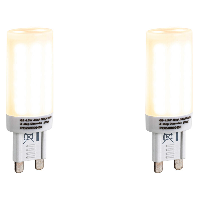 foto del prodotto set di 2 lampadine led dimmerabili a 3 livelli g9 opale 4,5w 500lm 2700k luedd