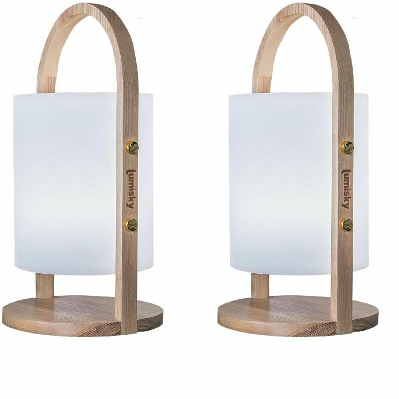 foto del prodotto set di 2 lanterne a led senza fili h37cm woody
