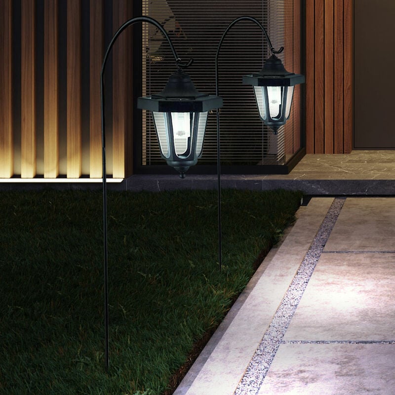 foto del prodotto set di 2 lanterne solari a led di illuminazione della lampada giardino ip44 lampade per esterni luci spina