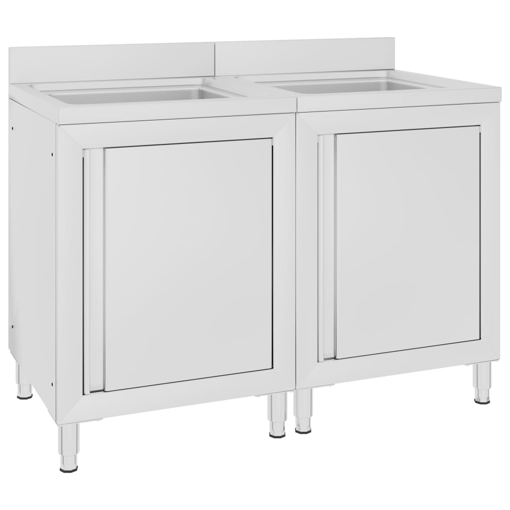 foto del prodotto set di 2 lavelli da cucina professionali da 96 cm in acciaio inox 02 0000725
