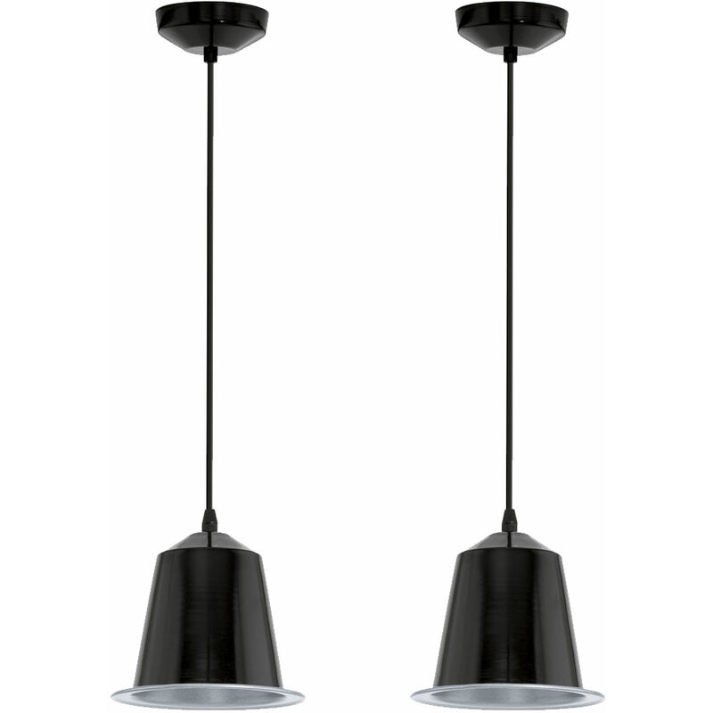 foto del prodotto set di 2 led a sospensione per soggiorno e corridoio lampada a soffitto nera gu10