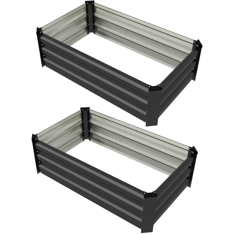 foto del prodotto set di 2 letti per orto in acciaio con base aperta 100x60x30cm grigio outsunny