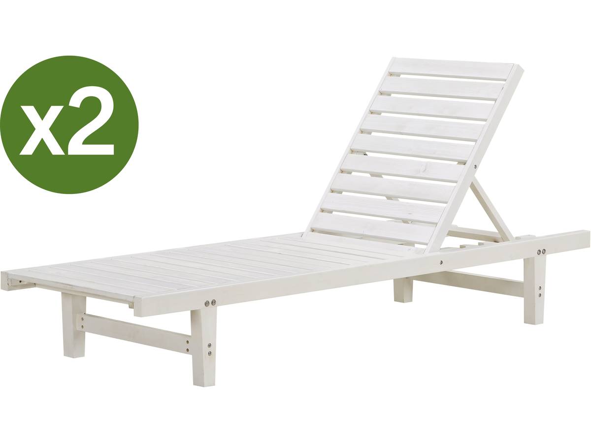 foto del prodotto set di 2 lettini di legno rawai bianco