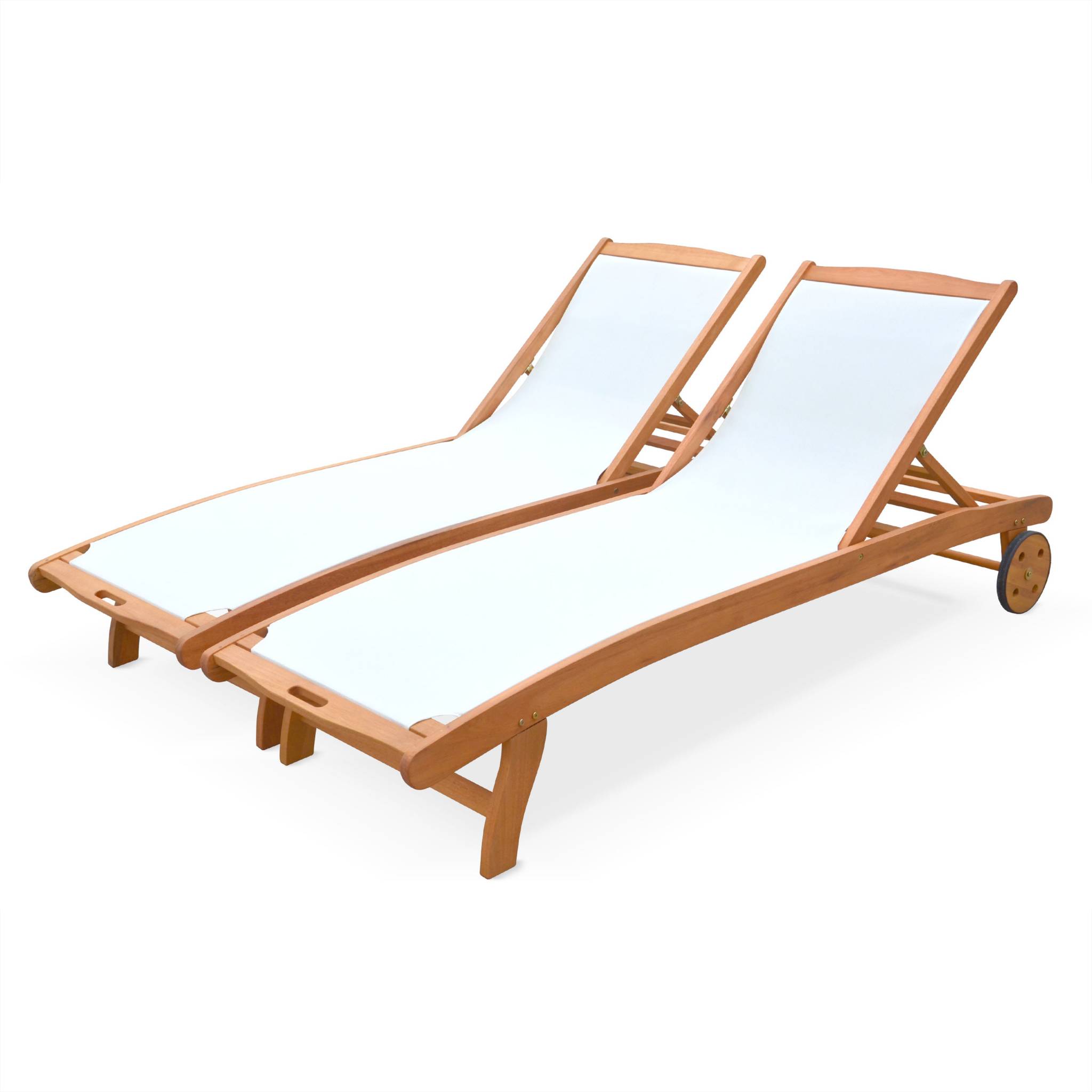 foto del prodotto set di 2 lettini multiposizione in legno con rotelle, bianco