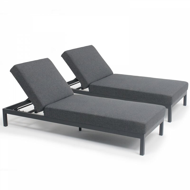 foto del prodotto set di 2 lettini prendisole in alluminio grigio
