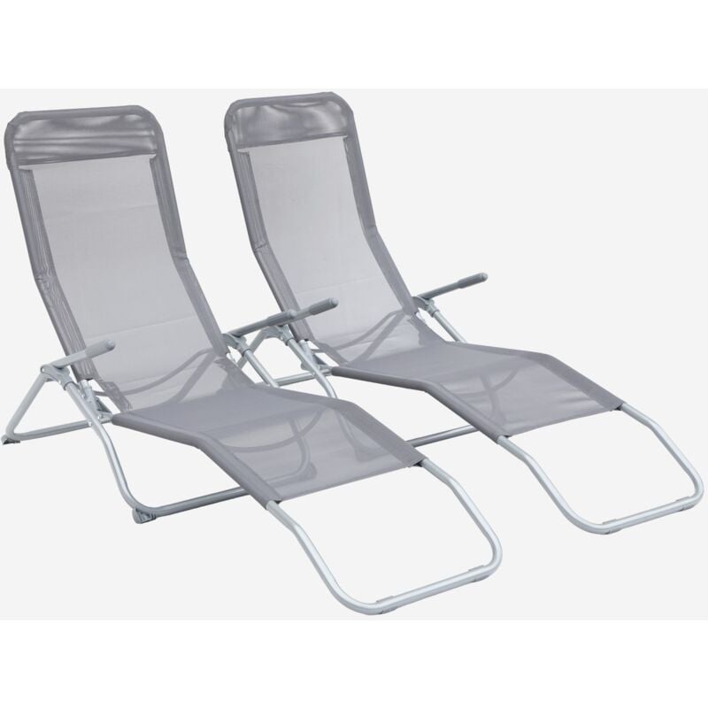 foto del prodotto set di 2 lettini prendisole in textilene 2 posizioni