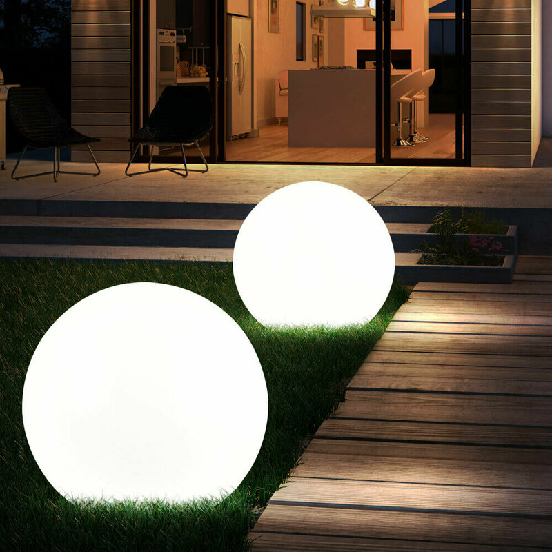 foto del prodotto set di 2 luci a led per esterni a sfera solare faretti terrazze illuminazione da giardino lampade da cortile plug in