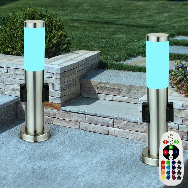 foto del prodotto set di 2 luci da esterno che cambiano colore, telecomando per lampade da giardino a led rgb da giardino