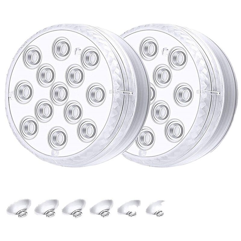 foto del prodotto set di 2 luci led sommergibili, luci led per piscina, rgb con ventose e telecomando rf, illuminazione impermeabile ip68 per acquario, piscina,