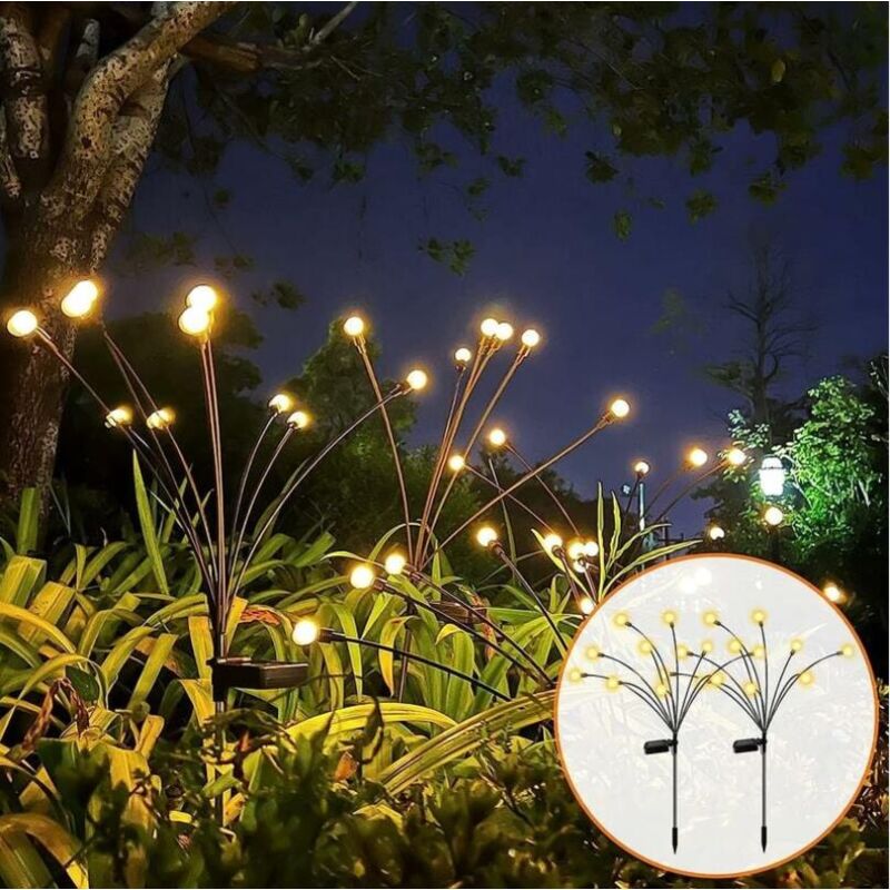foto del prodotto set di 2 luci solari lucciola da esterno, luce solare lucciola a led, luce lucciola ad energia solare, luci solari da esterno, luci solari da