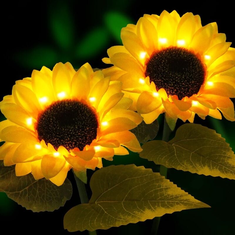 foto del prodotto set di 2 luci solari per la decorazione esterna luci solari esterne fiori giardino deco lampada solare impermeabile decorazione girasole per