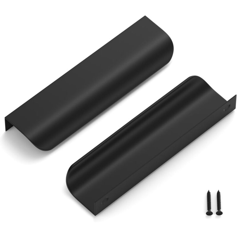 foto del prodotto set di 2 maniglie per mobili in acciaio finitura oro spazzolato, interasse 120 mm, avvitabili 96 mm, design ultrapiatto nero, moderno, per cucina,