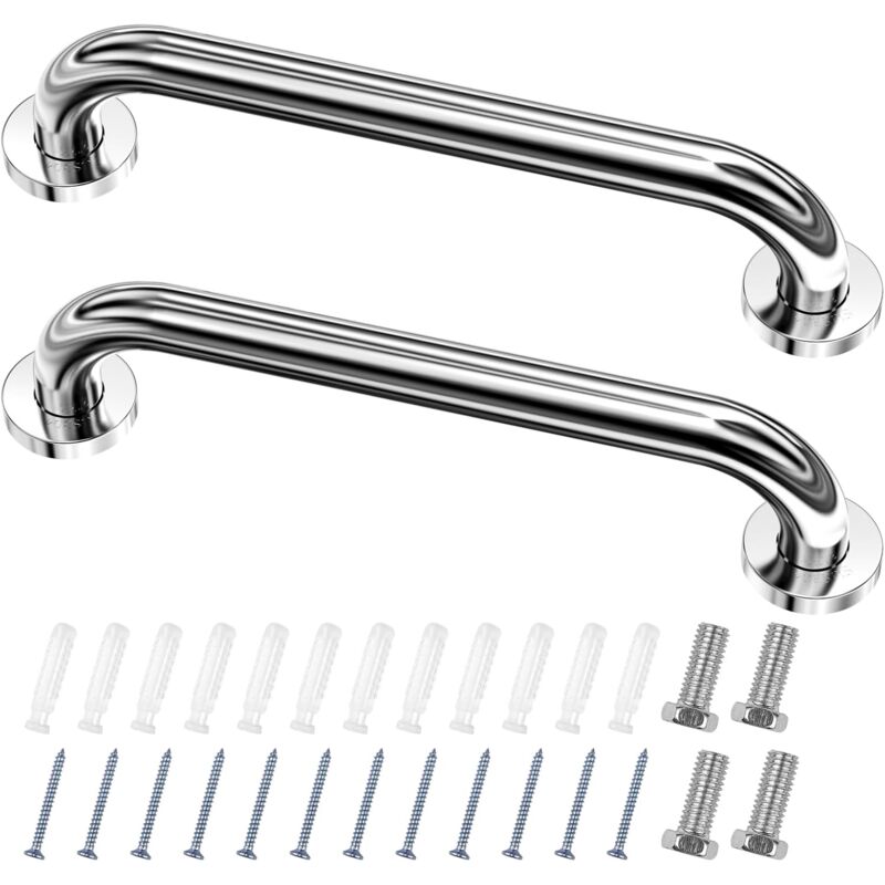 foto del prodotto set di 2 maniglioni per wc, maniglia per doccia in acciaio inossidabile, barra di sostegno per bagno angolata da 30 cm, barre per doccia, corrimano