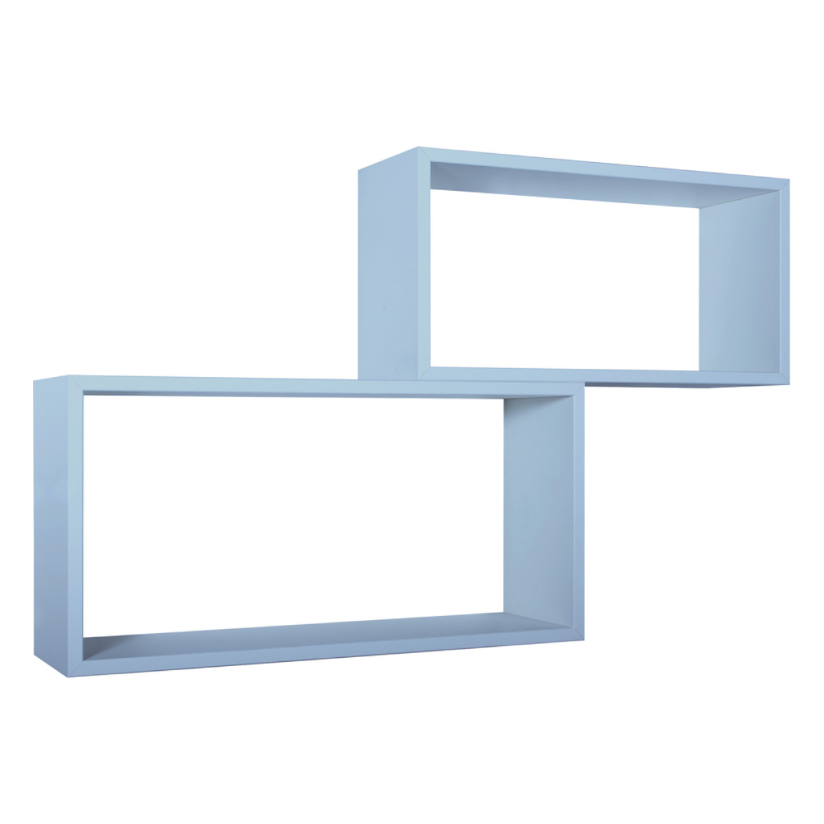 foto del prodotto set di 2 mensole da muro modello bislungo, pensile bagno, mensola da parete, scaffale da parete. misure 70x35 p20 cm e 60x30 p20 cm. finitura blu baltico made in italy