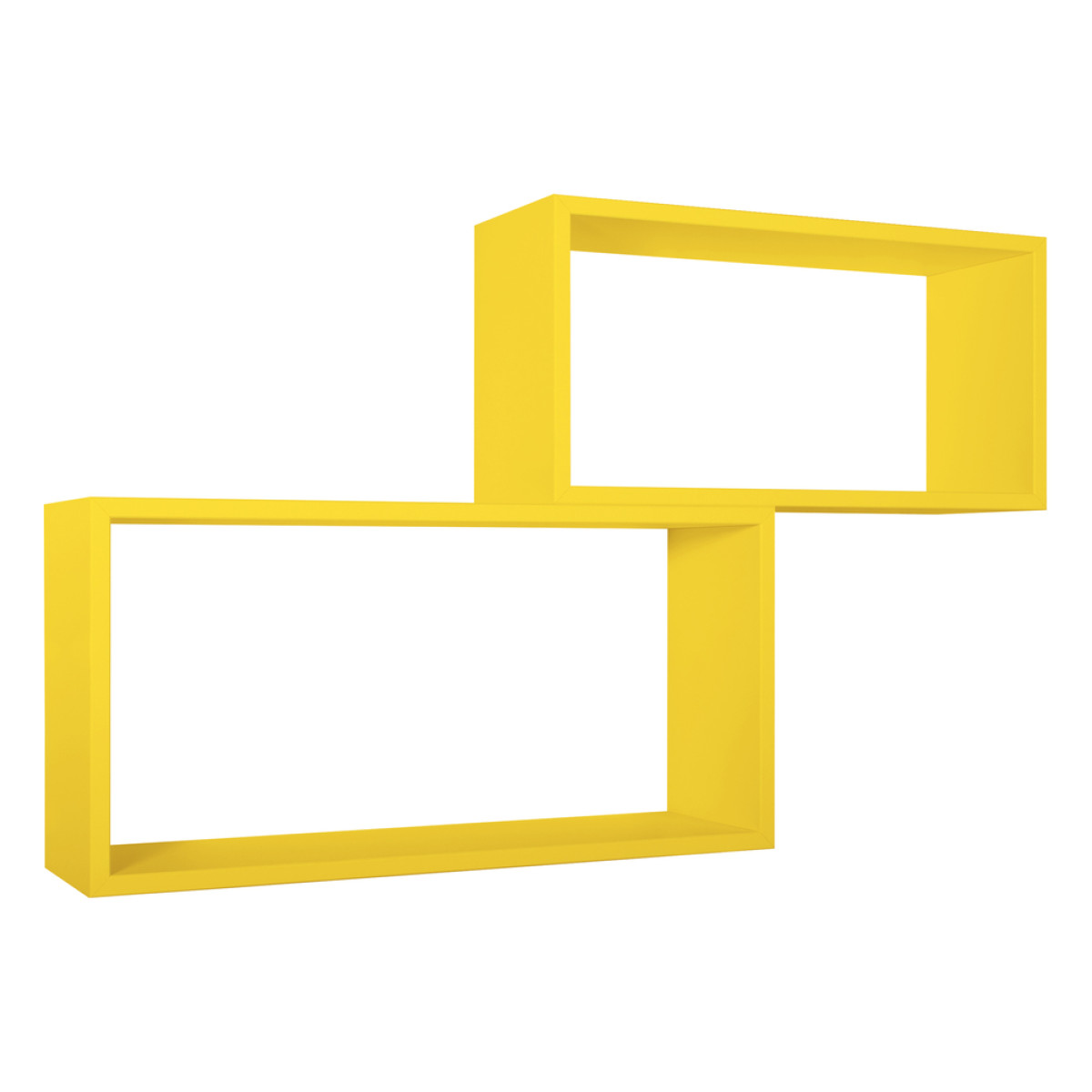 foto del prodotto set di 2 mensole da muro modello bislungo, pensile bagno, mensola da parete, scaffale da parete. misure 70x35 p20 cm e 60x30 p20 cm. finitura giallo canarino made in italy