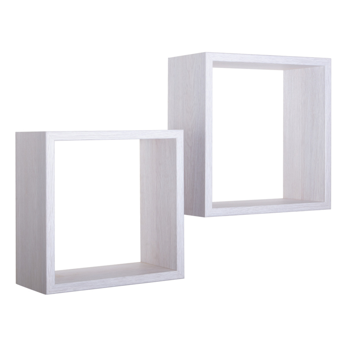 foto del prodotto set di 2 mensole da muro modello q bis, cubi arredo, mensole cubo, cubi da parete. misure 35x35 p15.5 cm e 31x31 p15.5 cm. finitura rov. imperiale made in italy