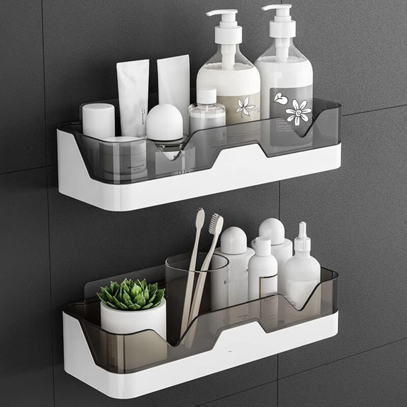 foto del prodotto set di 2 mensole per doccia senza foratura portaoggetti da parete per bagno, cucina