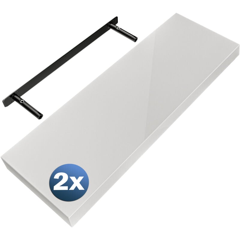 foto del prodotto set di 2 mensole sospese 70cm de , set of 2 high gloss white en