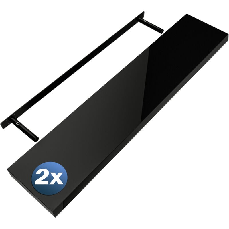 foto del prodotto set di 2 mensole sospese set of 2 high gloss black en , 110cm de