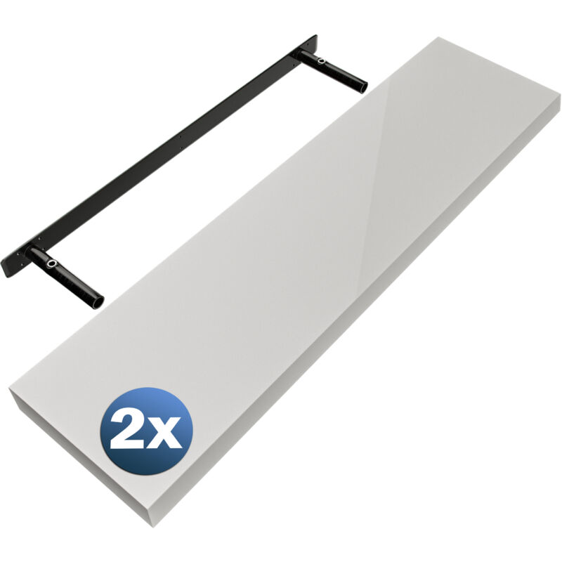 foto del prodotto set di 2 mensole sospese set of 2 high gloss white en , 90cm de