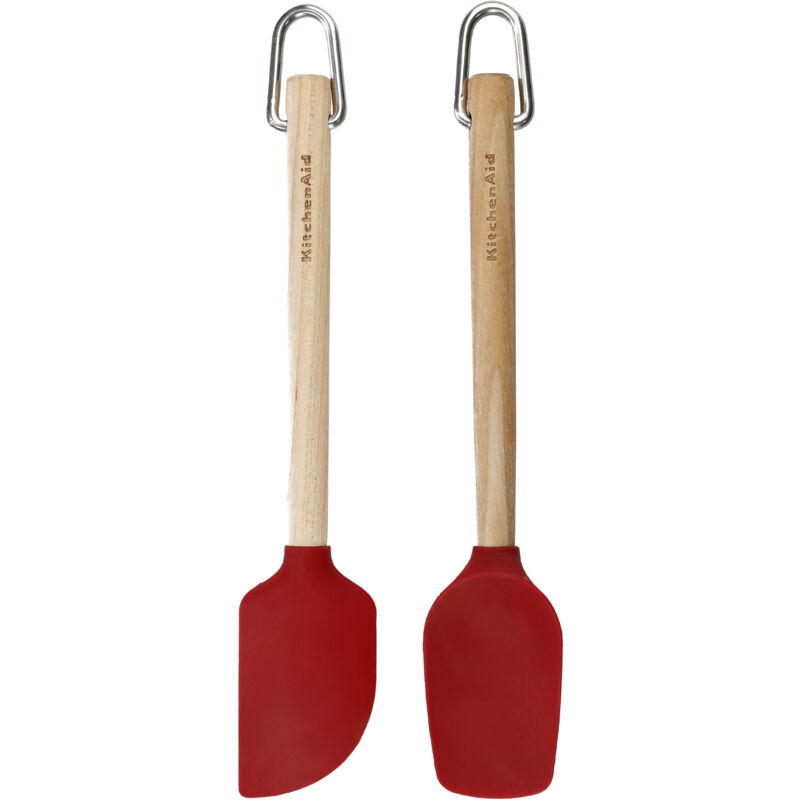 foto del prodotto set di 2 mini spatole in legno di betulla, colore rosso impero - kitchenaid
