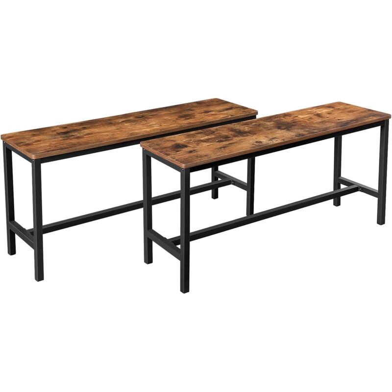 foto del prodotto set di 2 panche da tavolo, panche da interni, 108 x 32,5 x 50 cm, in stile industriale, struttura resistente in metallo, per cucina sala da pranzo