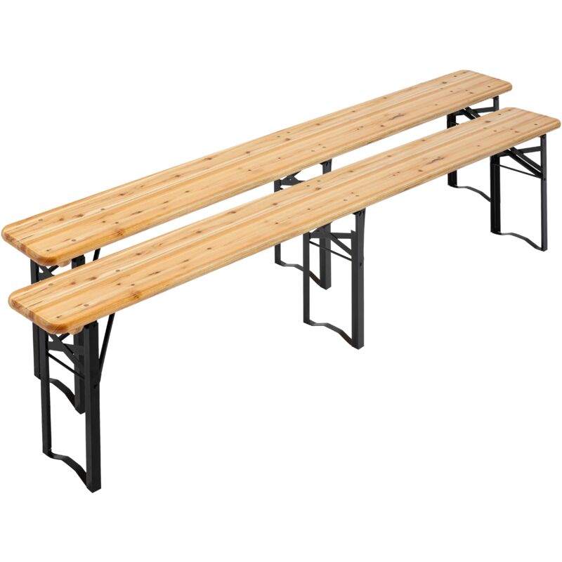 foto del prodotto set di 2 panche pieghevoli in legno da 180 cm