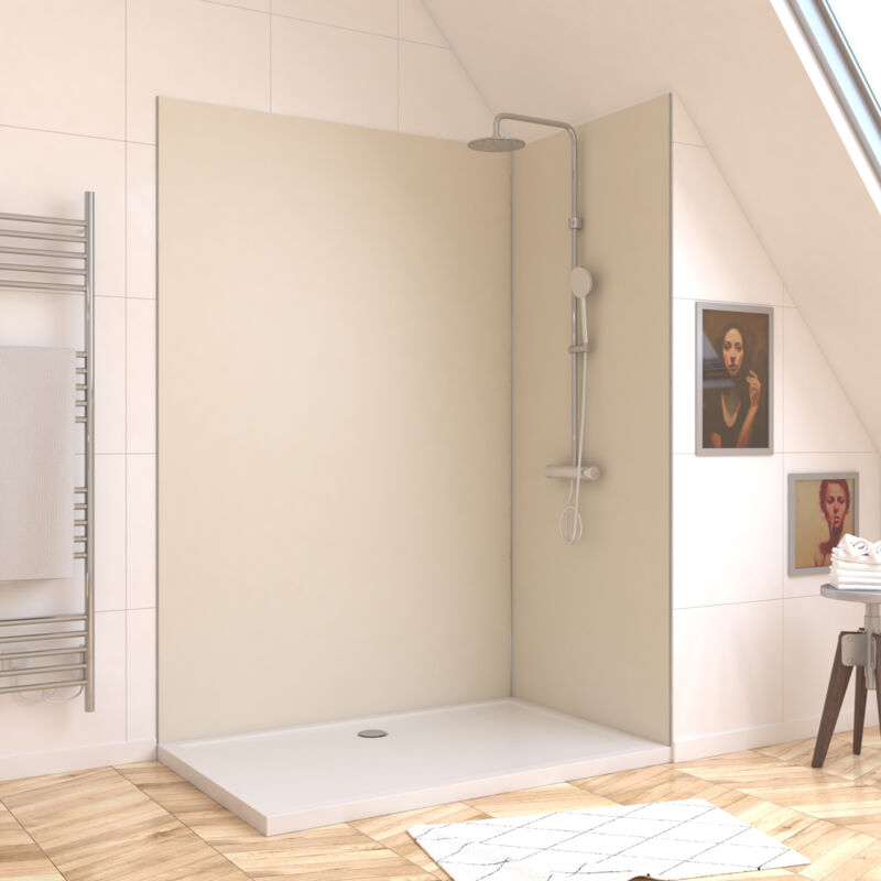 foto del prodotto set di 2 pannelli murali in alluminio avorio 90 120x210cm con profili anodizzato brillante wall it