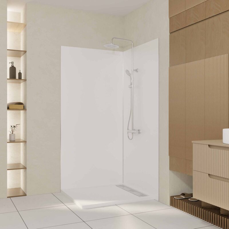 foto del prodotto set di 2 pannelli murali in alluminio bianco 100x210 cm profili cromati