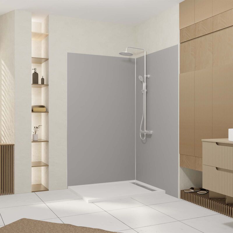 foto del prodotto set di 2 pannelli murali in alluminio silver 120x210 cm profili cromati