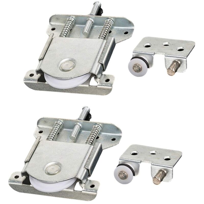 foto del prodotto set di 2 parti per ante scorrevoli per armadio, ruote, rotelle, rulli, guide con ammortizzatore, portata 20 kg