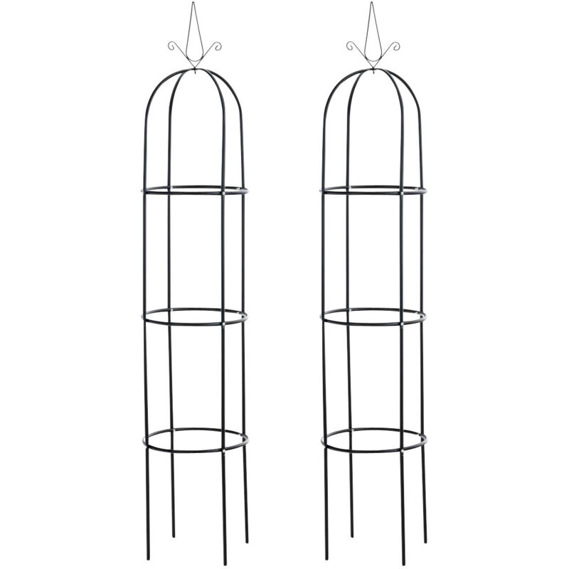 foto del prodotto set di 2 picchetti da giardino supporto per piante rampicanti decorazione da giardino 190x38 cm metallo nero 100003859