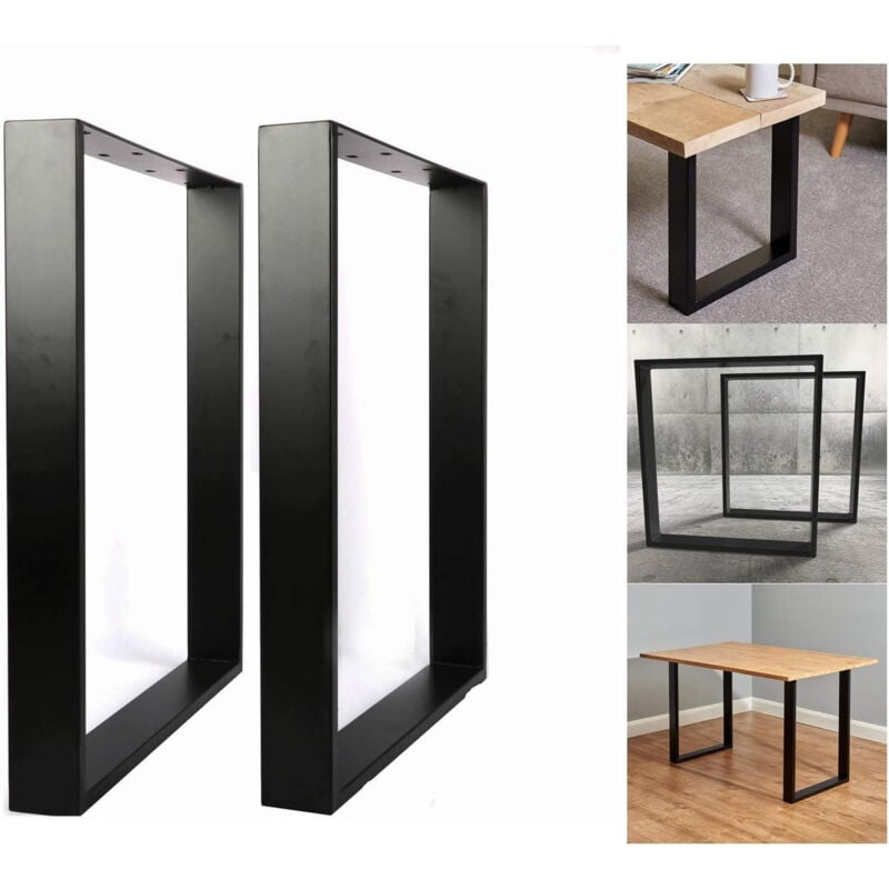 foto del prodotto set di 2 piedi da tavolo quadri colore nero o acciaio inox acciaio inossidabile