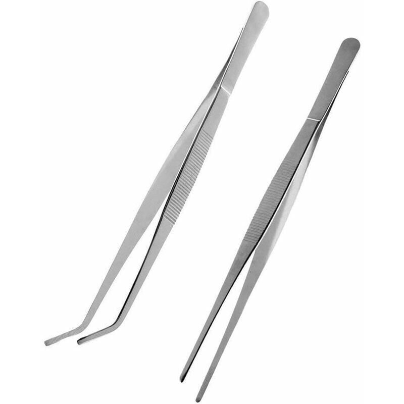 foto del prodotto set di 2 pinze da cucina professionali, multiuso e multifunzione con punta curva e dritta