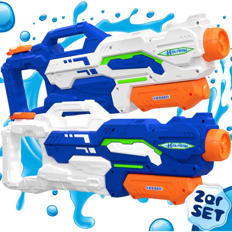 foto del prodotto set di 2 pistole ad acqua con getto a spruzzo da 10 11 metri capacit 1500ml giocattolo da spiaggia per divertimento all acqua all aperto blu 