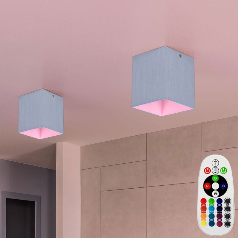 foto del prodotto set di 2 plafoniere a plafoniera da parete per soggiorno telecomando in un set comprensivo di lampadine a led rgb