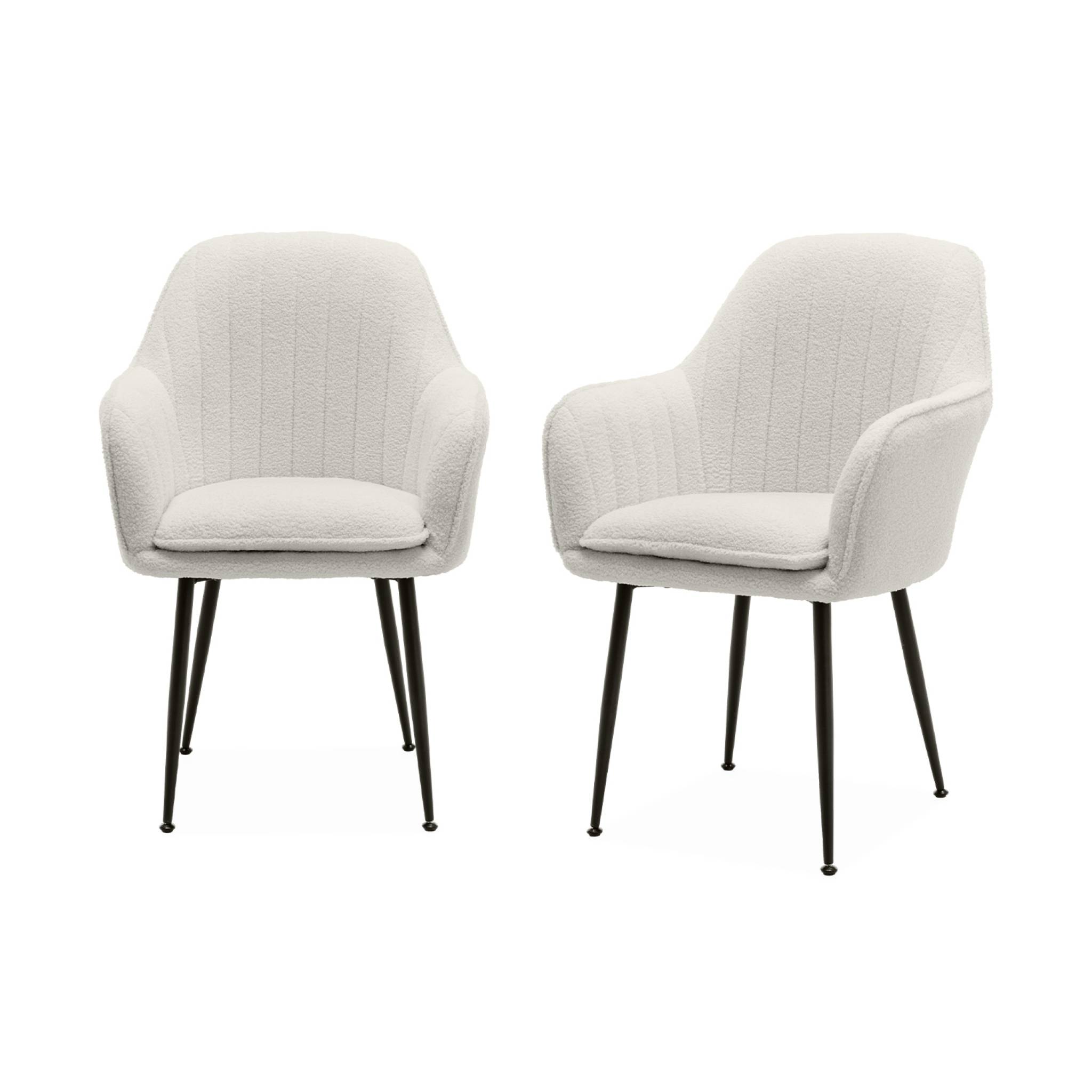 foto del prodotto set di 2 poltrone boucl con gambe in metallo, boucl bianco