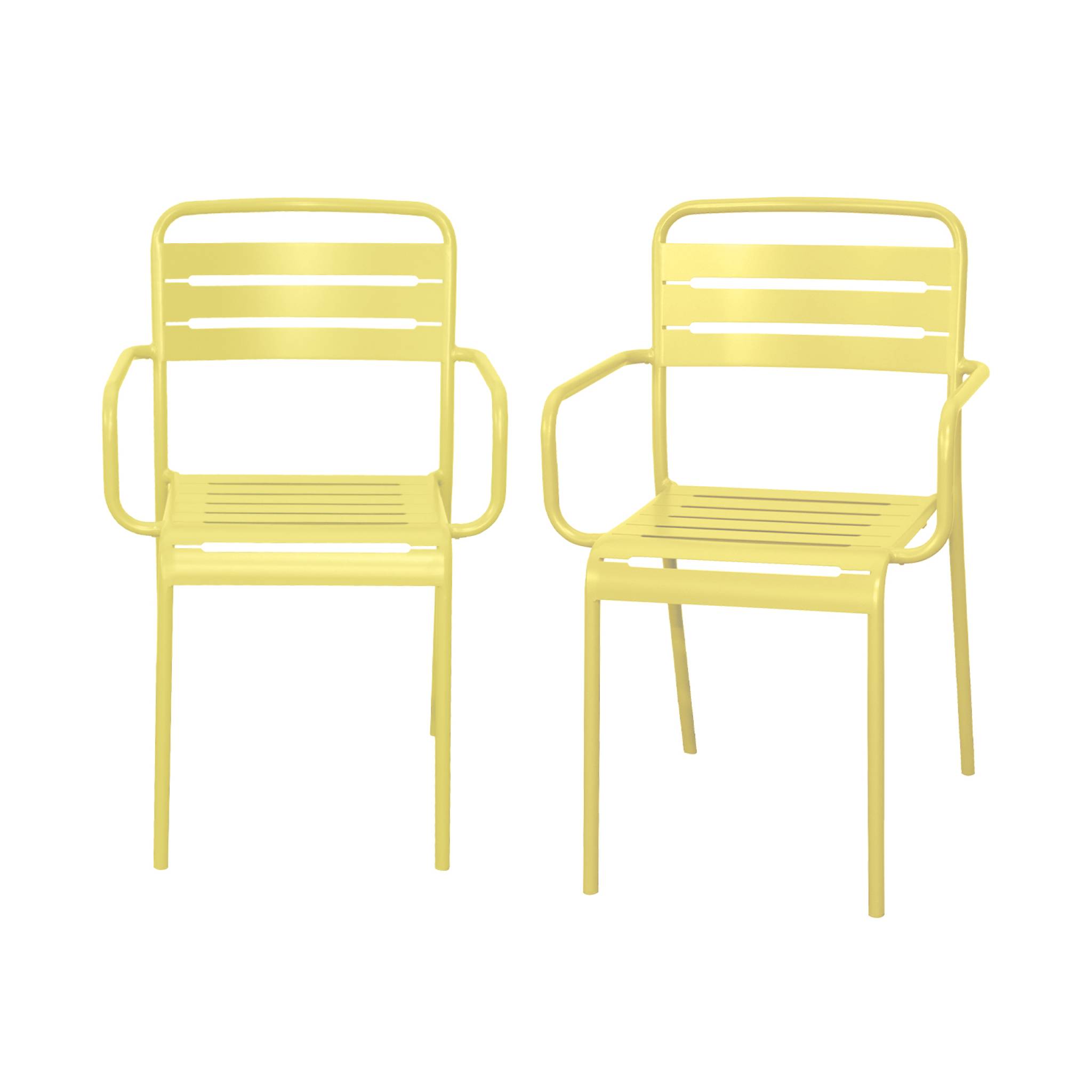 foto del prodotto set di 2 poltrone da giardino in acciaio, giallo