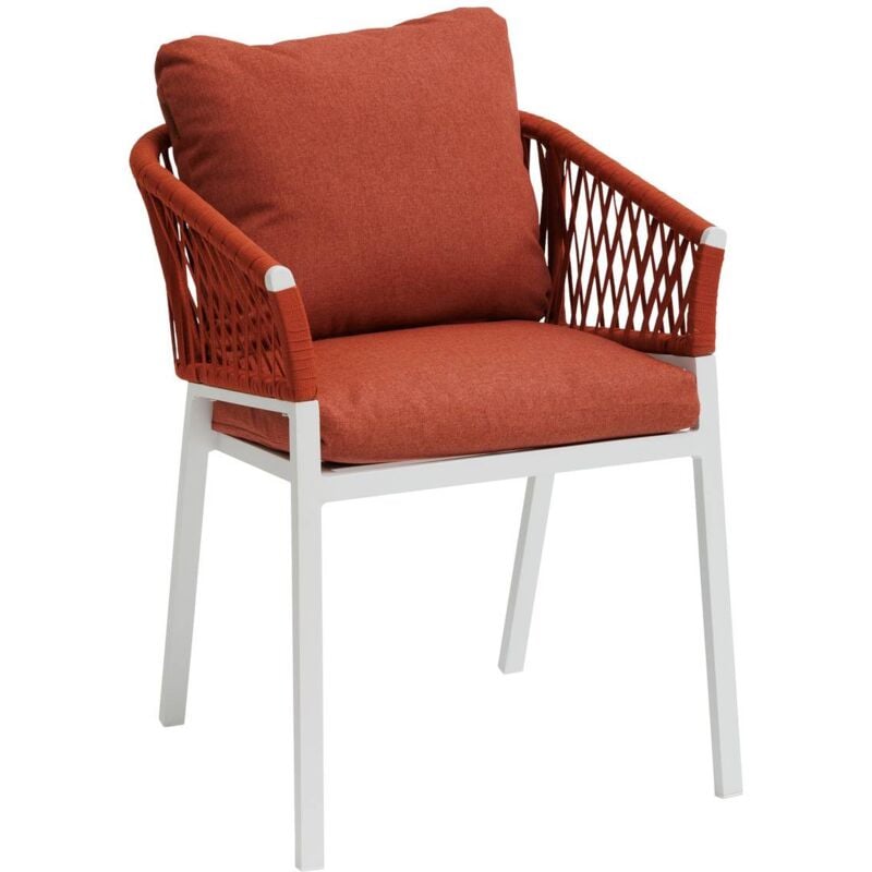 foto del prodotto set di 2 poltrone da giardino oriengo in alluminio color mattone e bianco e rete intrecciata hesp ride