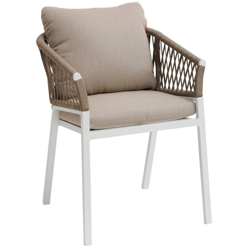 foto del prodotto set di 2 poltrone da giardino oriengo in alluminio e rete intrecciata color tortora e bianco hesp ride