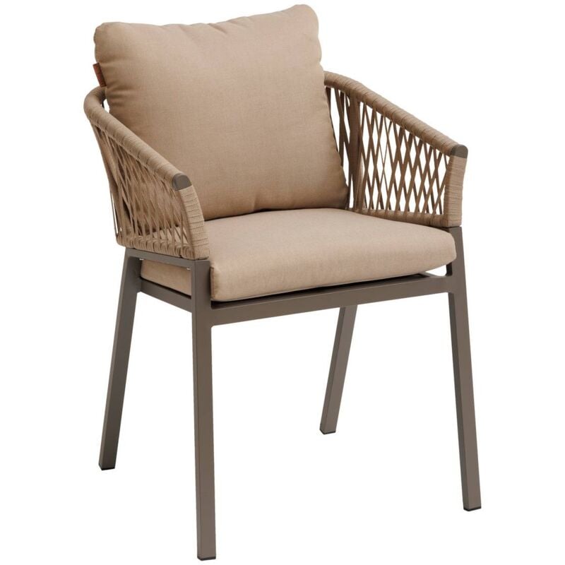 foto del prodotto set di 2 poltrone da giardino oriengo in alluminio e rete intrecciata, miele e pralina hesp ride