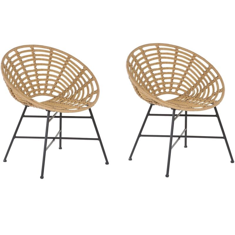 foto del prodotto set di 2 poltrone in rattan marrone chiaro acerra