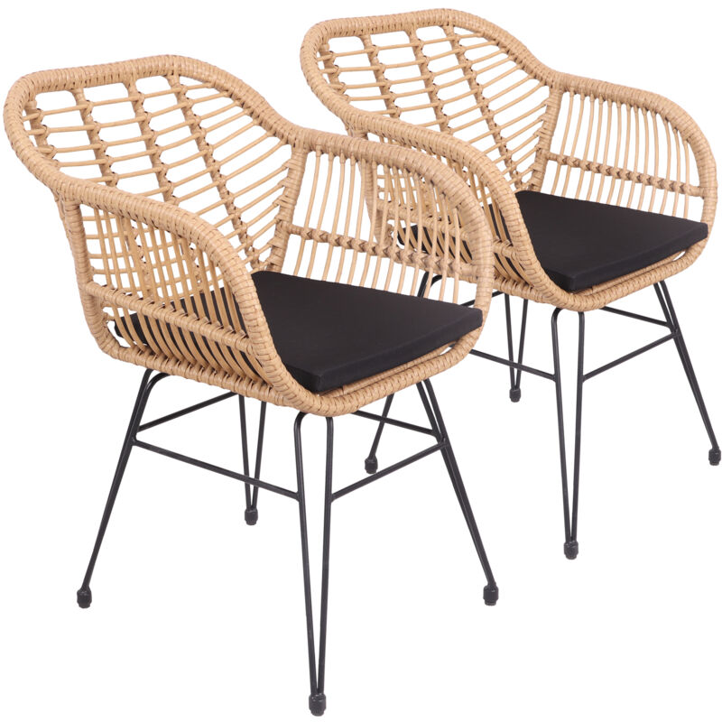 foto del prodotto set di 2 poltrone in rattan sintetico con cuscini cinta