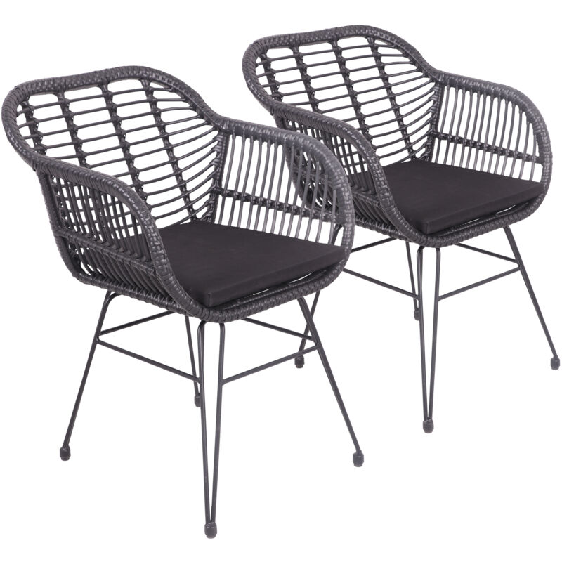 foto del prodotto set di 2 poltrone in rattan sintetico nero con cuscini cinta