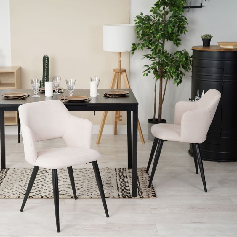 foto del prodotto set di 2 poltrone per sala da pranzo scandinave in tessuto beige meubles cosy