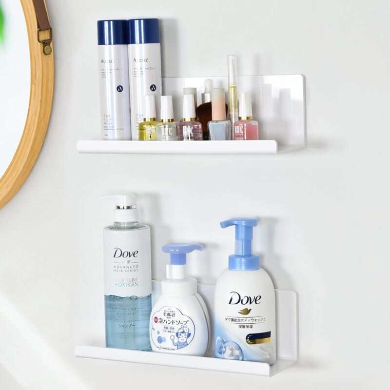foto del prodotto set di 2 portaoggetti per doccia, porta spezie da parete senza fori, bagno cucina