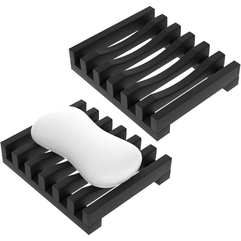 foto del prodotto set di 2 portasapone, salva custodia in silicone, scatola per sapone da doccia, facile pulizia, asciugatura, lavandino, vasca da bagno, scolasapone,